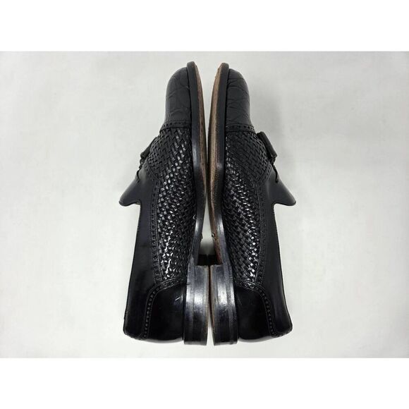 MEZLAN CARMEL BLACK CROCODILE LEATHER TASSEL LOAFERS SHOES WOVEN SPAIN SIZE 9 W